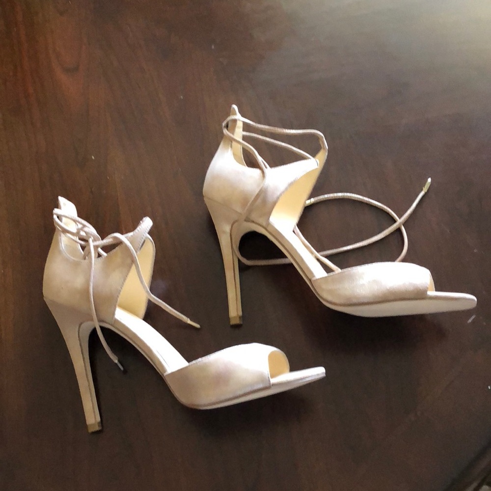 Ivanka Trump Nude Suede Lace up Shoe